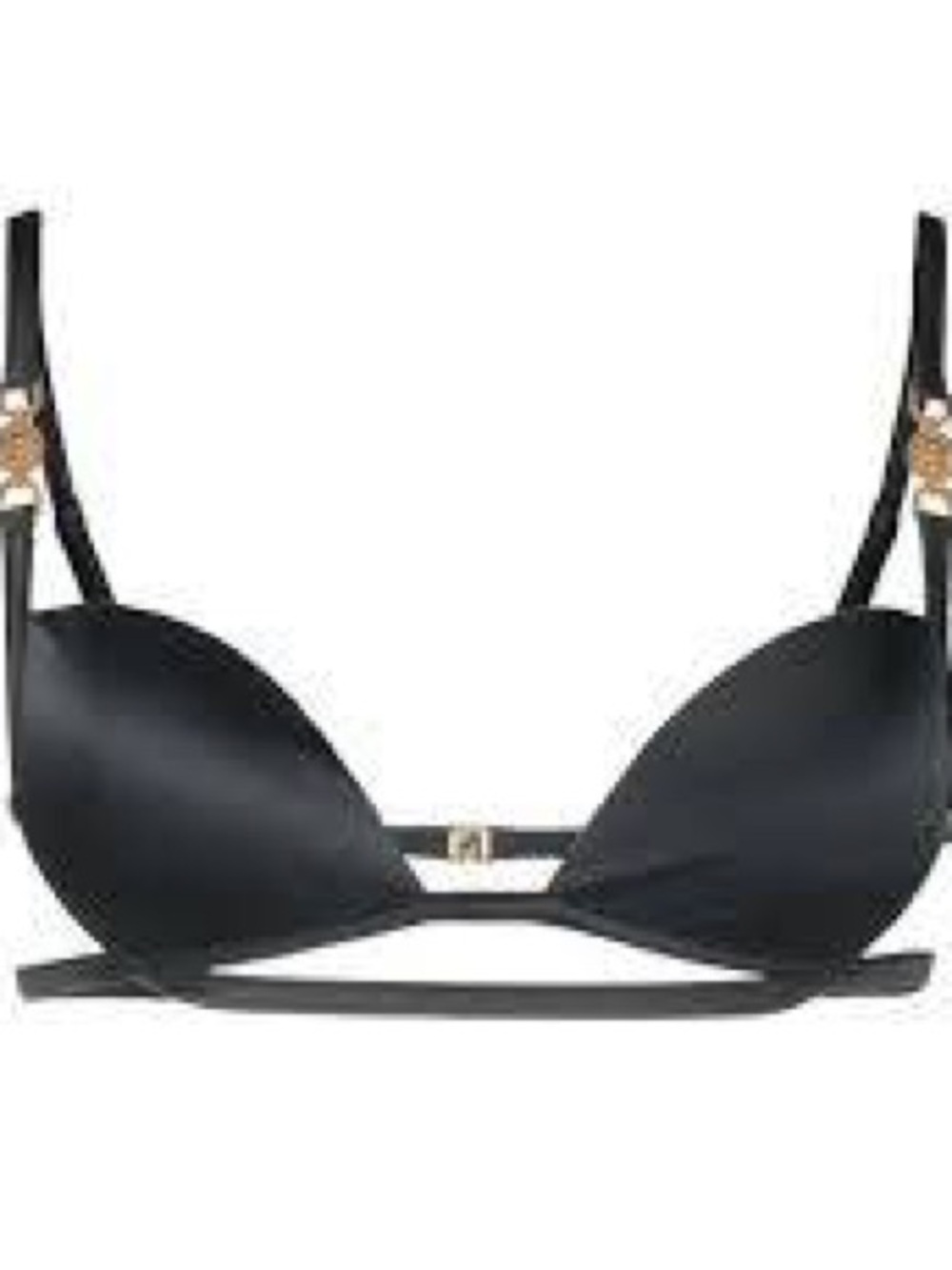 Versace Black Satin  bikini set  Underwire Bra with Gold Hardware